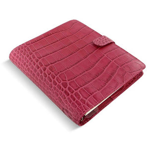 Filofax Classic Croc Print A5 Fuchsia Leather Organizer Agenda 2024 Diary Side View