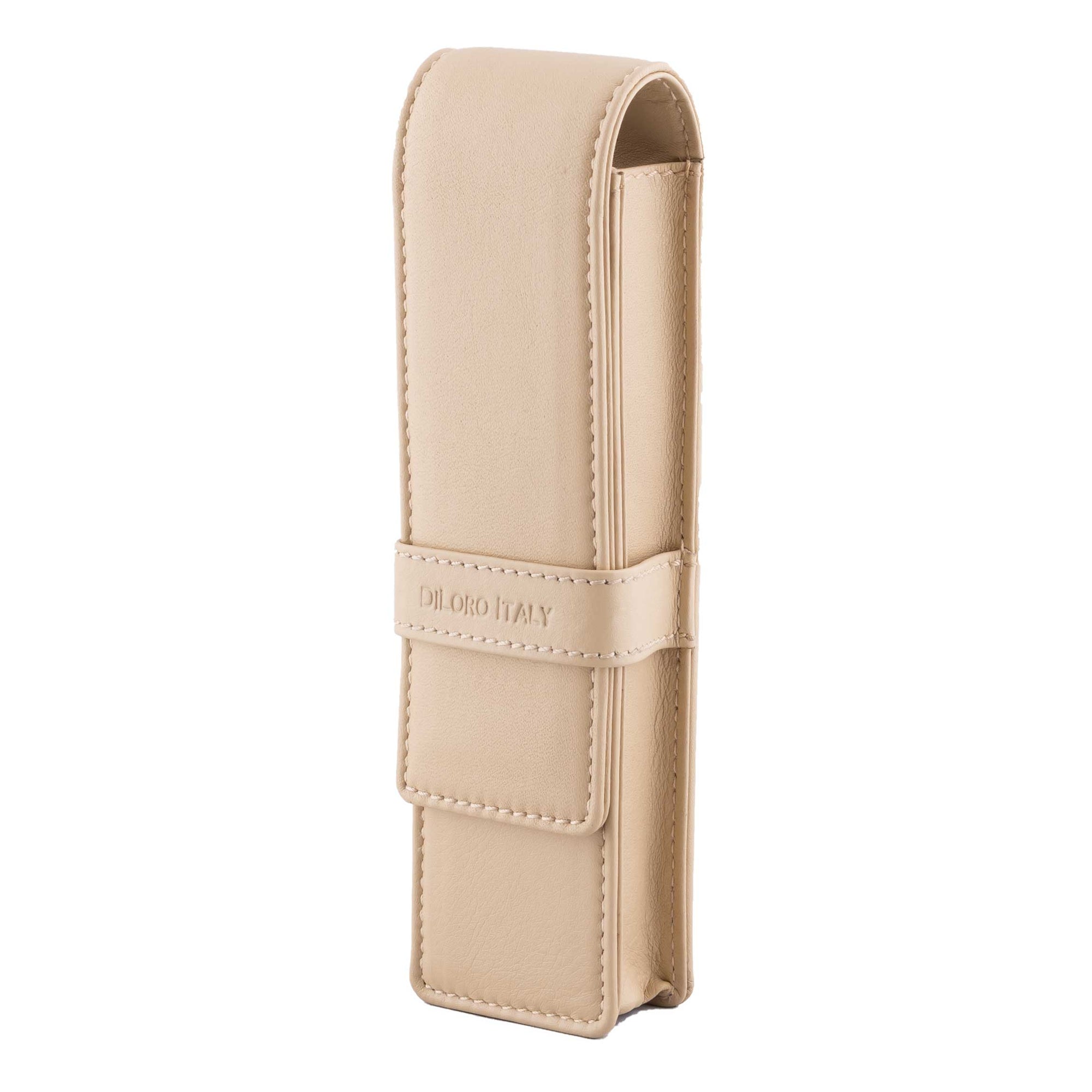 Astuccio Portapenne Singolo In Pelle Napa Piena Fiore - DiLoro - Beige - Per Stilografica, Roller O Matita