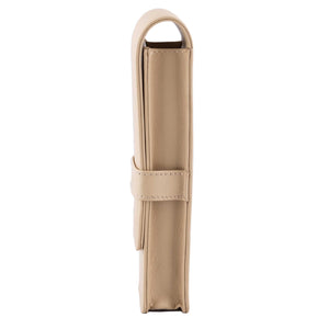 DiLoro Double Pen Case Holder in Top Quality, Full Grain Nappa Leather - Beige (Off White)