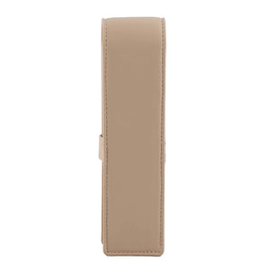 DiLoro Double Pen Case Holder in Top Quality, Full Grain Nappa Leather - Beige (Off White)