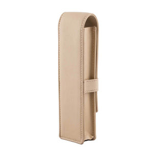 DiLoro Double Pen Case Holder in Top Quality, Full Grain Nappa Leather - Beige (Off White)