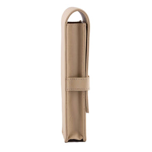 DiLoro Double Pen Case Holder in Top Quality, Full Grain Nappa Leather - Beige (Off White)
