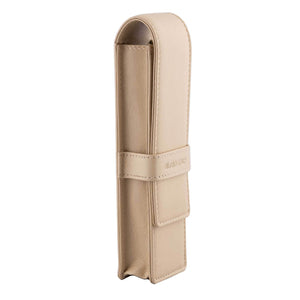 DiLoro Double Pen Case Holder in Top Quality, Full Grain Nappa Leather - Beige (Off White)