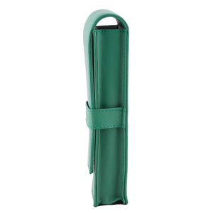 DiLoro Double Pen Case Holder in Top Quality, Full Grain Nappa Leather - Light Green