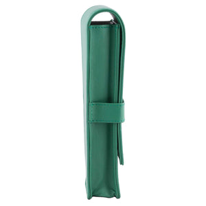 DiLoro Double Pen Case Holder in Top Quality, Full Grain Nappa Leather - Light Green