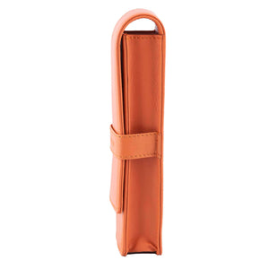 DiLoro Double Pen Case Holder in Top Quality, Full Grain Nappa Leather - Orange