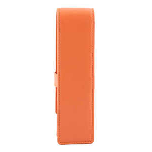DiLoro Double Pen Case Holder in Top Quality, Full Grain Nappa Leather - Orange, Back