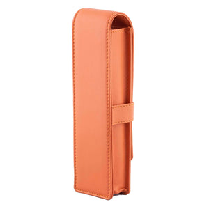 DiLoro Double Pen Case Holder in Top Quality, Full Grain Nappa Leather - Orange