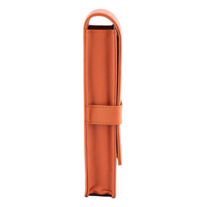 DiLoro Double Pen Case Holder in Top Quality, Full Grain Nappa Leather - Orange