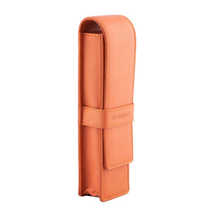 DiLoro Double Pen Case Holder in Top Quality, Full Grain Nappa Leather - Orange