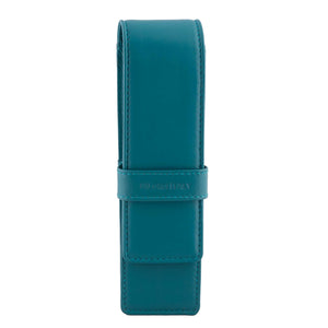 DiLoro Double Pen Case Holder in Top Quality, Full Grain Nappa Leather - Turquoise Green