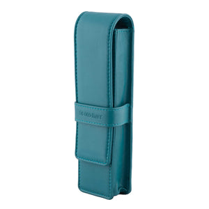 DiLoro Double Pen Case Holder in Top Quality, Full Grain Nappa Leather - Turquoise Green