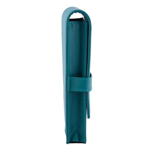 DiLoro Double Pen Case Holder in Top Quality, Full Grain Nappa Leather - Turquoise Green