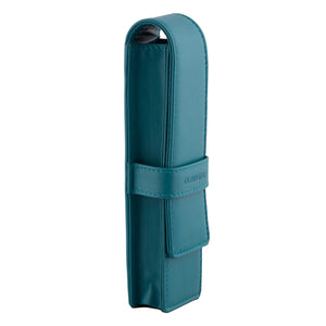 DiLoro Double Pen Case Holder in Top Quality, Full Grain Nappa Leather - Turquoise Green