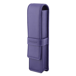 DiLoro Double Pen Case Holder in Top Quality, Full Grain Nappa Leather - Violet (Purple)