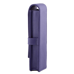 DiLoro Double Pen Case Holder in Top Quality, Full Grain Nappa Leather - Violet (Purple)