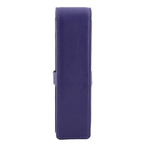 DiLoro Double Pen Case Holder in Top Quality, Full Grain Nappa Leather - Violet (Purple)