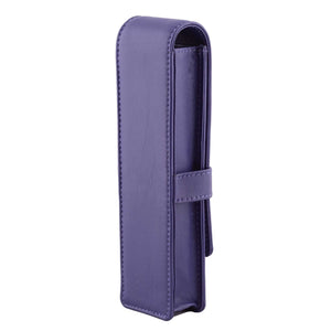 DiLoro Double Pen Case Holder in Top Quality, Full Grain Nappa Leather - Violet (Purple)