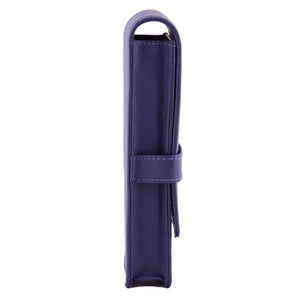 DiLoro Double Pen Case Holder in Top Quality, Full Grain Nappa Leather - Violet (Purple)