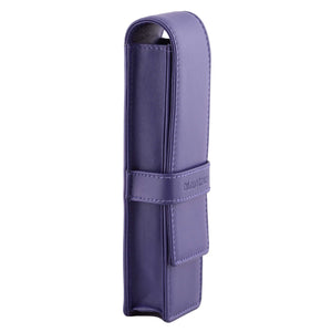 DiLoro Double Pen Case Holder in Top Quality, Full Grain Nappa Leather - Violet (Purple)