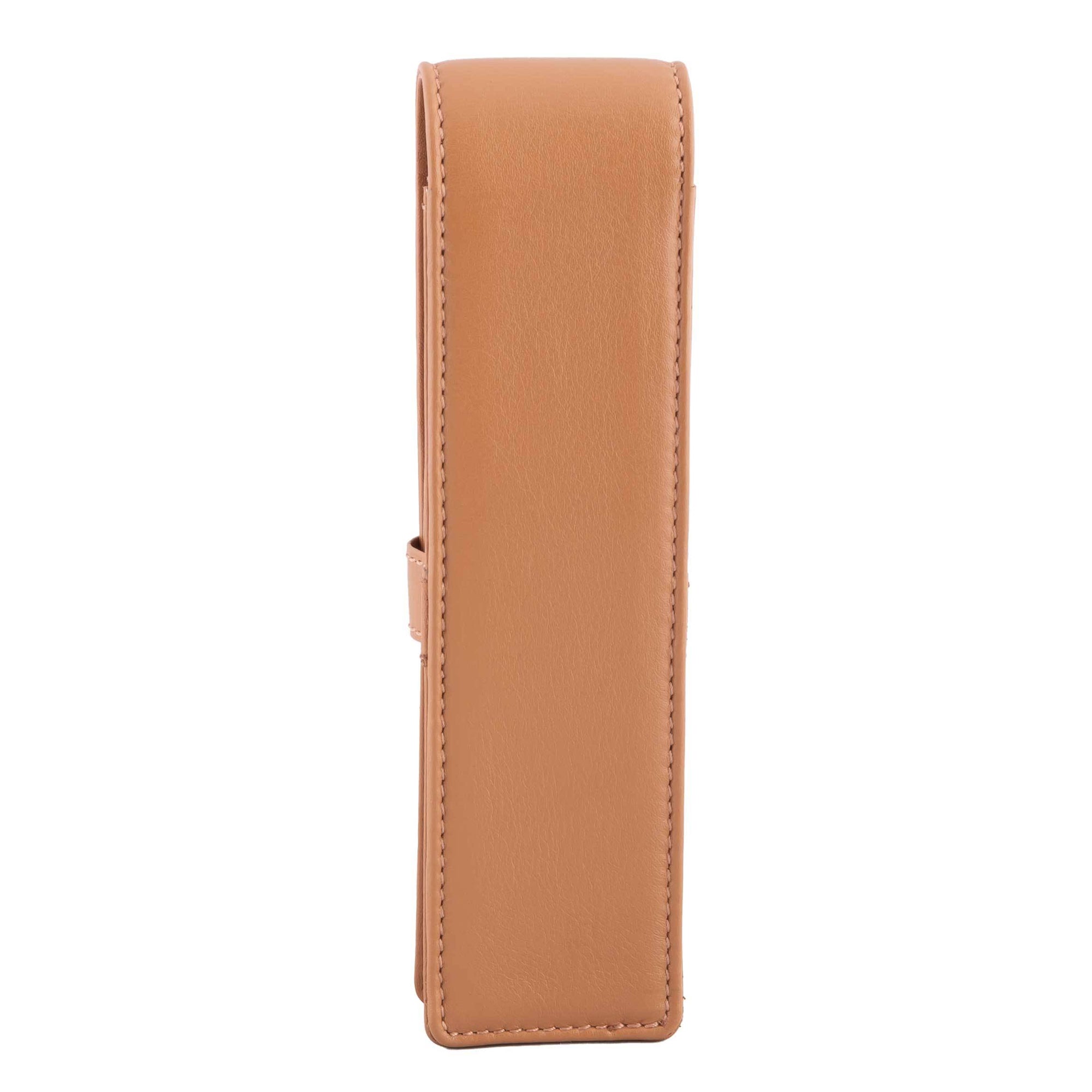 DiLoro Double Pen Case Holder in Top Quality, Full Grain Nappa Leather - V Tan, Back
