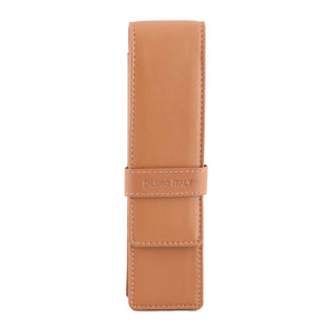 DiLoro Double Pen Case Holder in Top Quality, Full Grain Nappa Leather - V Tan