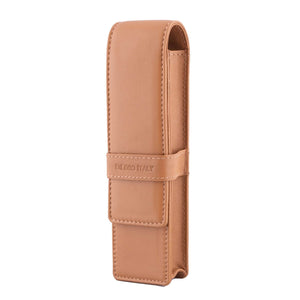 DiLoro Double Pen Case Holder in Top Quality, Full Grain Nappa Leather - V Tan