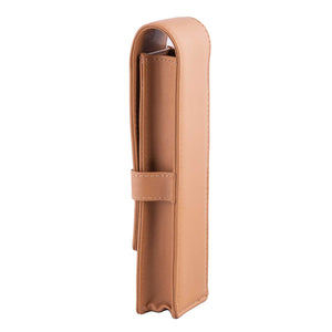 DiLoro Double Pen Case Holder in Top Quality, Full Grain Nappa Leather - V Tan