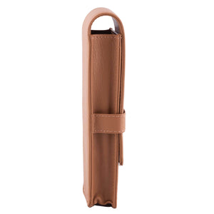 DiLoro Double Pen Case Holder in Top Quality, Full Grain Nappa Leather - V Tan