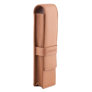 DiLoro Double Pen Case Holder in Top Quality, Full Grain Nappa Leather - V Tan