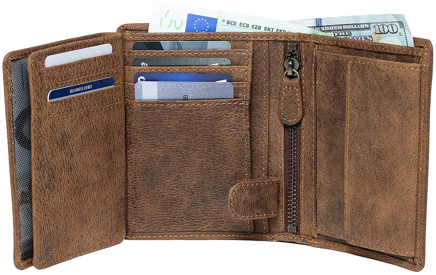Men's Leather Wallet Large Vertical