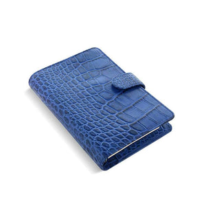 Filofax Classic Croc Print Personal Compact Size Leather Organizer Indigo 2024. Sumptuously soft textured croc effect Filofax leather organizer crafted from luxury Italian calf leather.