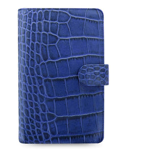 Filofax Classic Croc Print Personal Compact Size Leather Organizer Indigo 2024. Sumptuously soft textured croc effect Filofax leather organizer crafted from luxury Italian calf leather.