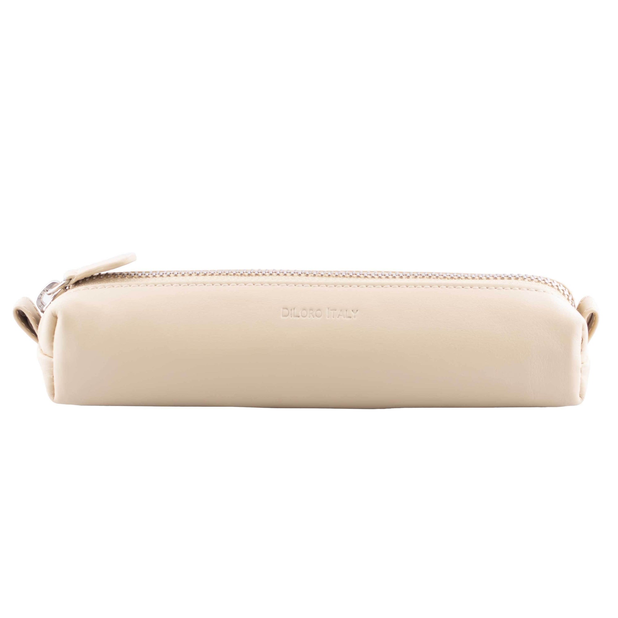 Multi-Purpose Zippered Leather Pen Pencil Case in Various Colors - Beige