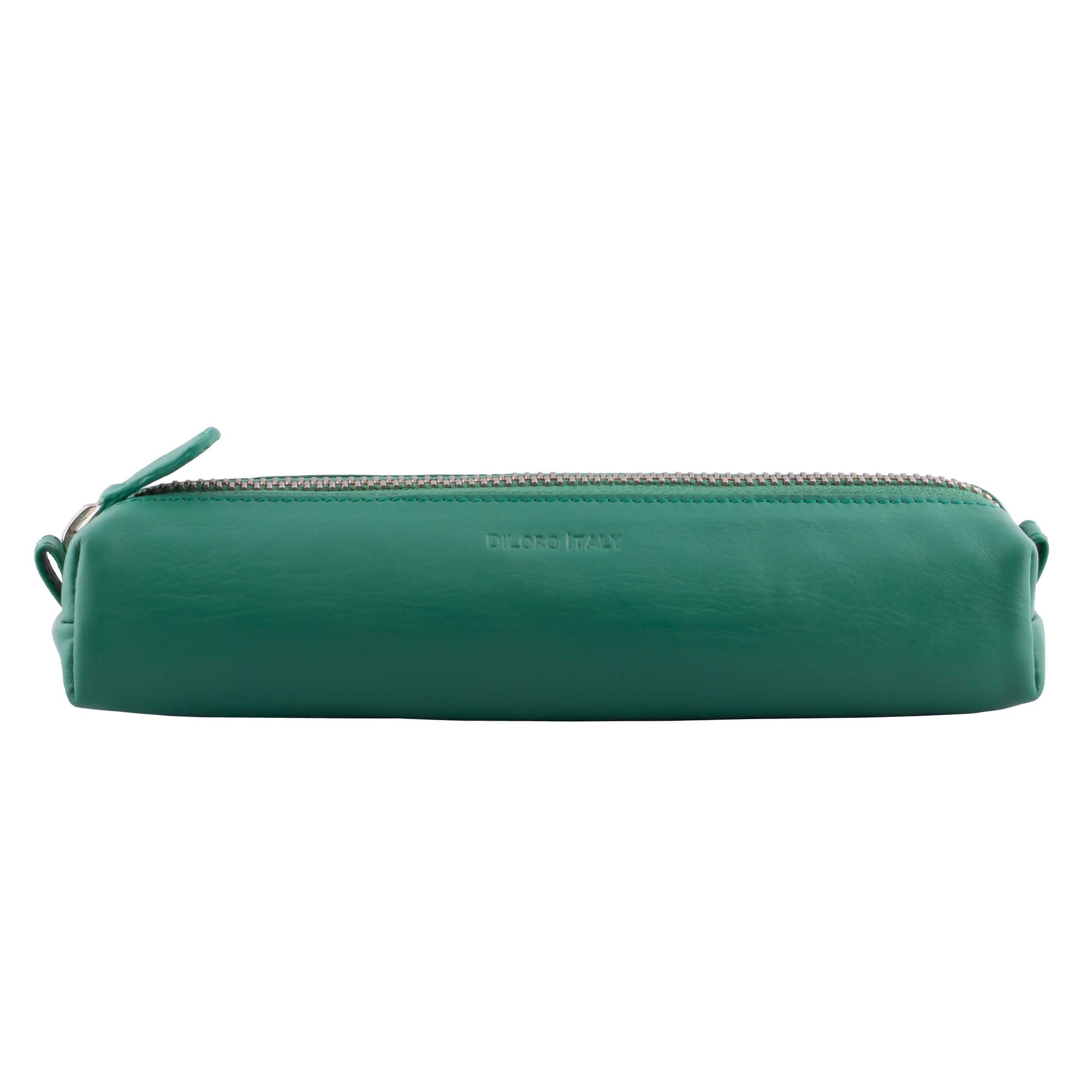 Multi-Purpose Zippered Leather Pen Pencil Case in Various Colors - Light Green