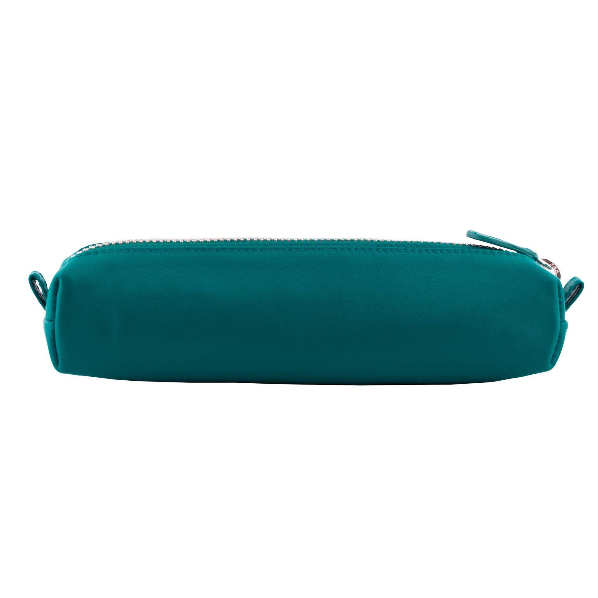 Multi-Purpose Zippered Leather Pen Pencil Case in Various Colors - Turq Green