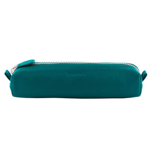 Multi-Purpose Zippered Leather Pen Pencil Case in Various Colors - Turq Green