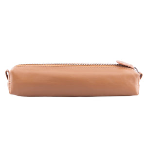 Multi-Purpose Zippered Leather Pen Pencil Case in V Tan