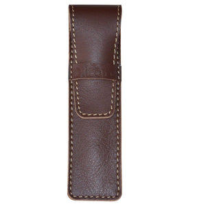 DiLoro Single Leather Pen Holder in Brown Full Grain Leather