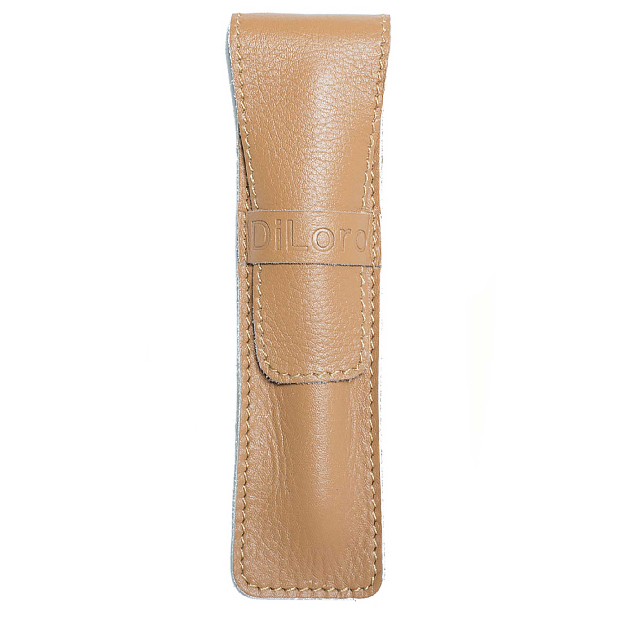 DiLoro Single Leather Pen Holder in Caramel, Full Grain Leather