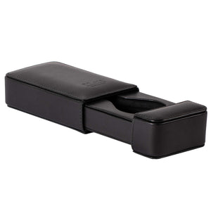 DiLoro Italian Leather Single Travel Watch Case Holder in Black Made in Italy - Open View
