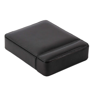 DiLoro Italian Leather Double Travel Watch Box Case Holder in Black - Closed