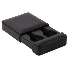 DiLoro Italian Leather Double Travel Watch Box Case Holder in Black - Half Open View without watches