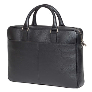 Slim Italian Leather Briefcase Made in Italy - Side View