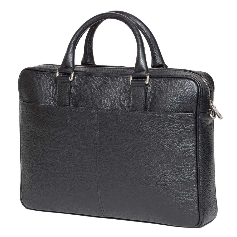 Slim Italian Leather Briefcases for Men Black Made in Italy - DiLoro ...