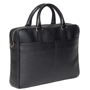 Slim Italian Leather Briefcase Made in Italy - Side View