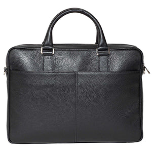 Slim Italian Leather Briefcase Made in Italy - Front View