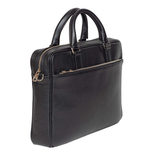 Slim Italian Leather Briefcases for Men Black Made in Italy - DiLoro ...