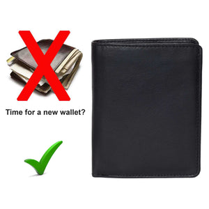 DiLoro Men's Vertical Leather Bifold Flip ID Zip Coin Wallet Black with RFID Protection  - Time for a new DiLoro leather wallet.