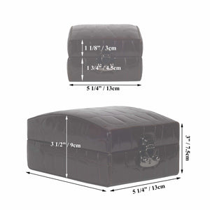 DiLoro Italian Leather Four Watch Case Box in Dark Brown Croc Print  - Dimensions